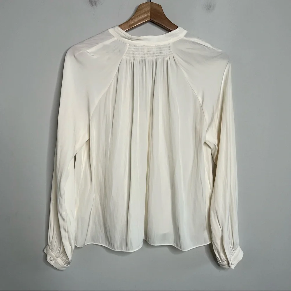 Aritzia Wilfred Womens Size XS Estienne Blouse Ivory Long Sleeve Top Shirt Smock - Picture 3 of 12